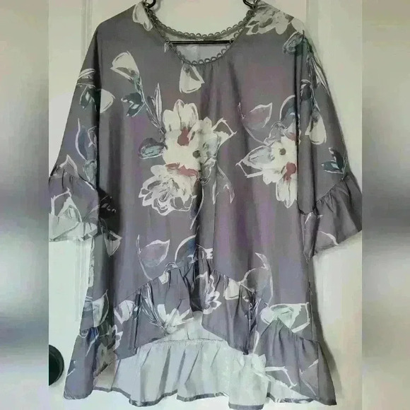 Womens Floral Print Silk Like Blouse - Picture 1 of 9